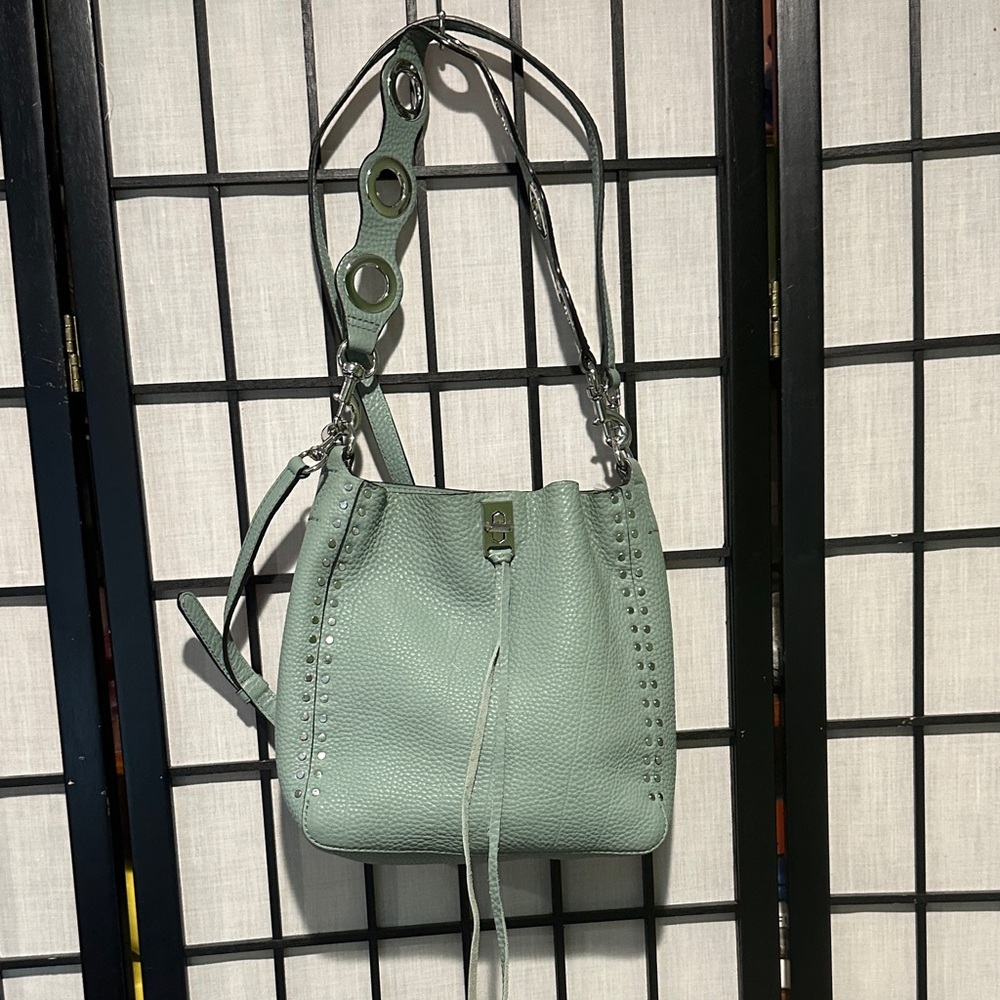 Rebecca Minkoff Darren Light Teal Pebbled Leather Shoulder Bag with Handle EUC